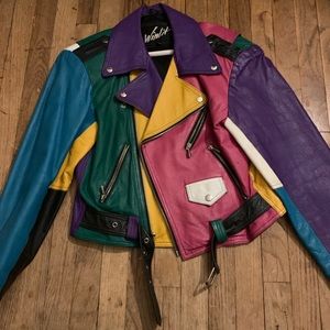 Genuine Leather Multi-Colored Heart Jacket